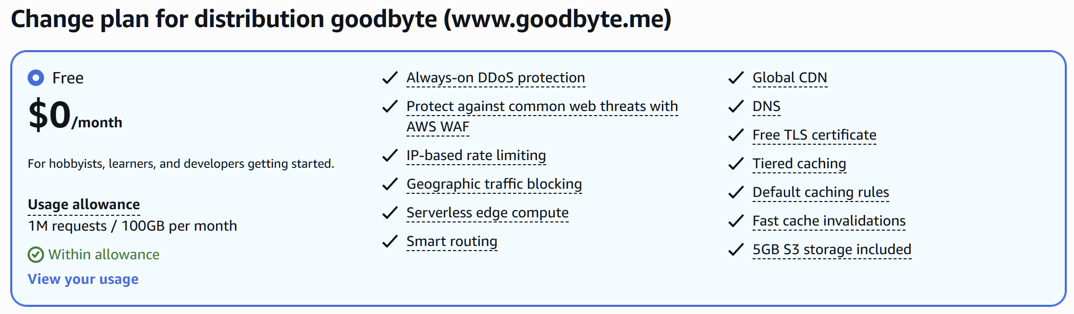 image 셀프호스팅의 완성, AWS CloudFront 신규 요금제로 속도와 디도스 방어 종결